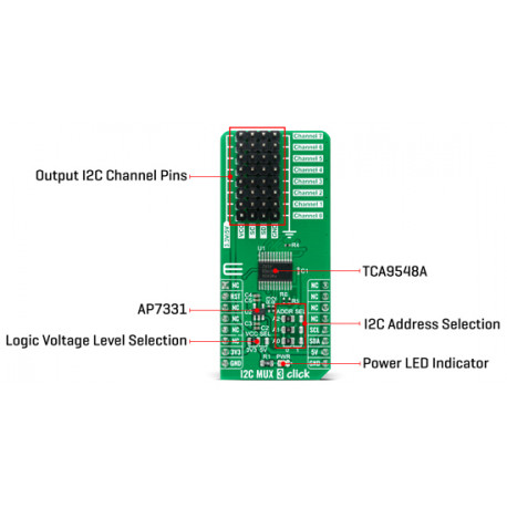 Détail du module I2C MUX Click MIKROE-4262 Détail du module I2C MUX Click MIKROE-4262