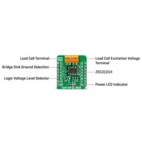 Détail du module Load cell 4 Click MIKROE-4458 pour capteur à jauge de contrainte Détail du module Load cell 4 Click MIKROE-4458 pour capteur à jauge de contrainte