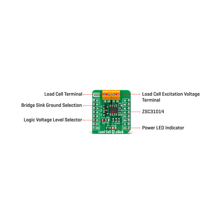 Détail du module Load cell 4 Click MIKROE-4458 pour capteur à jauge de contrainte