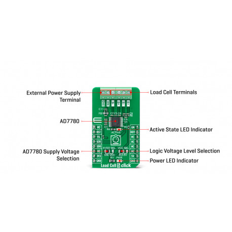 Détail du module Load cell 5 Click MIKROE-4510 pour capteur de charge