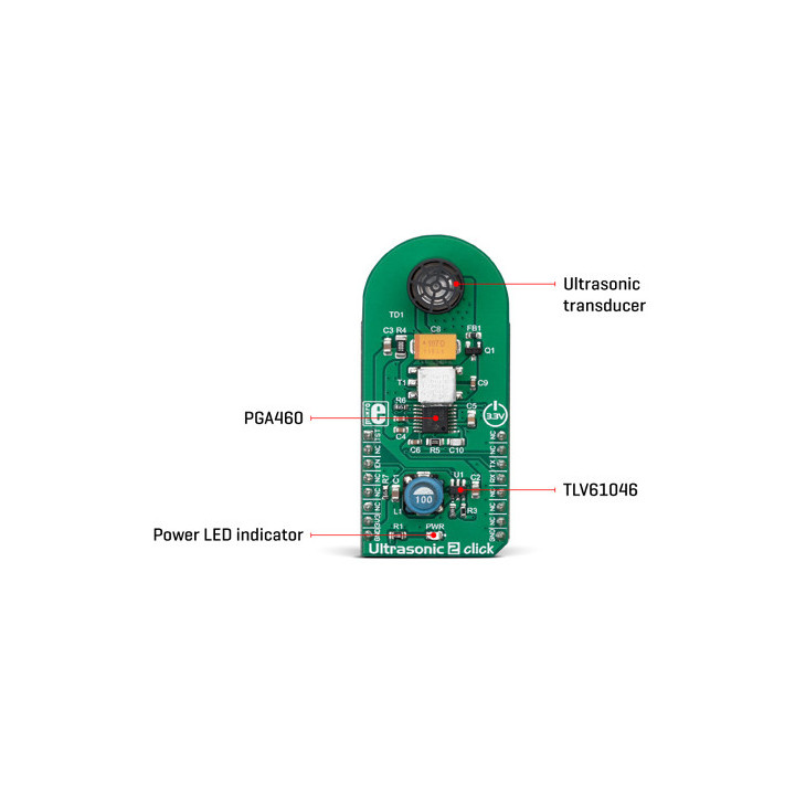 Détail du module sonar Ultrasonic 2 Click MIKROE-3302