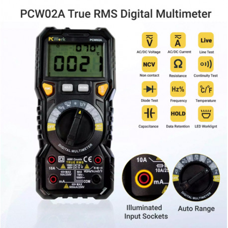 Détail du multimètre True RMS 6000 points PCW02A Détail du multimètre True RMS 6000 points PCW02A