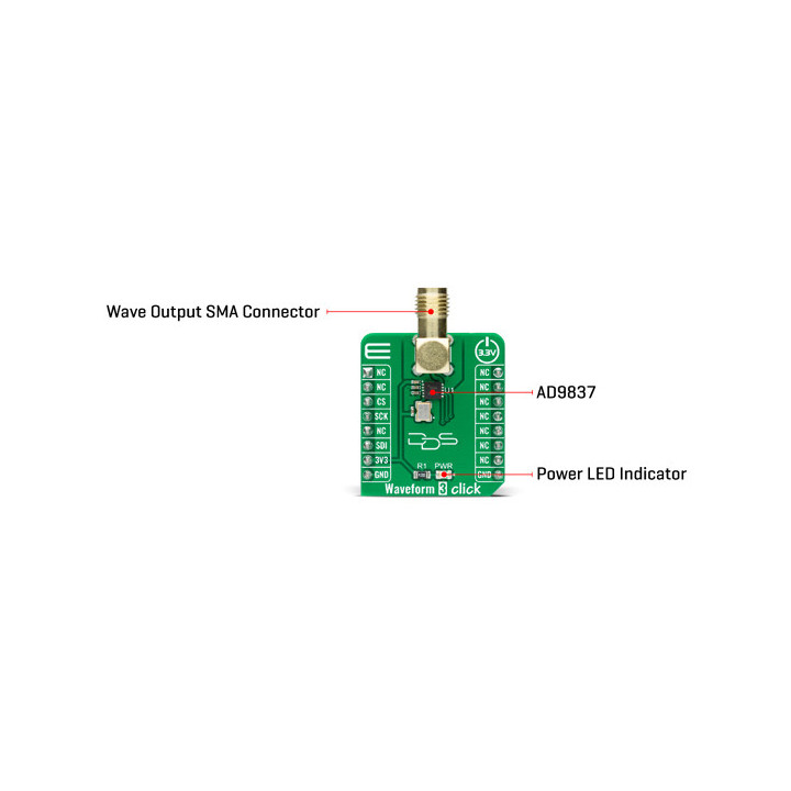 Détail du générateur de signaux Waveform 3 Click MIKROE-4432