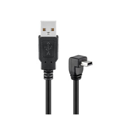 Cordon USB A mâle - mini-USB B mâle coudé (1,8m)