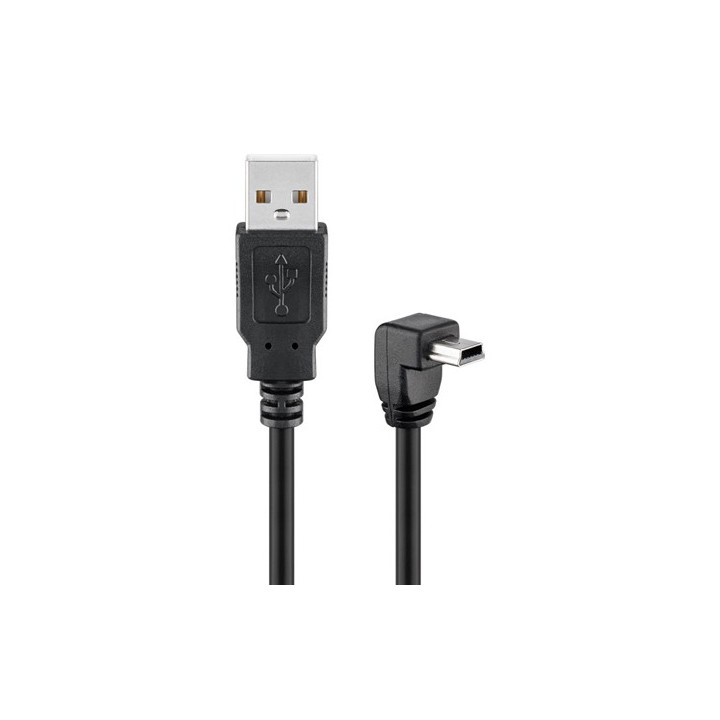 Cordon USB A mâle - mini-USB B mâle coudé (1,8m)