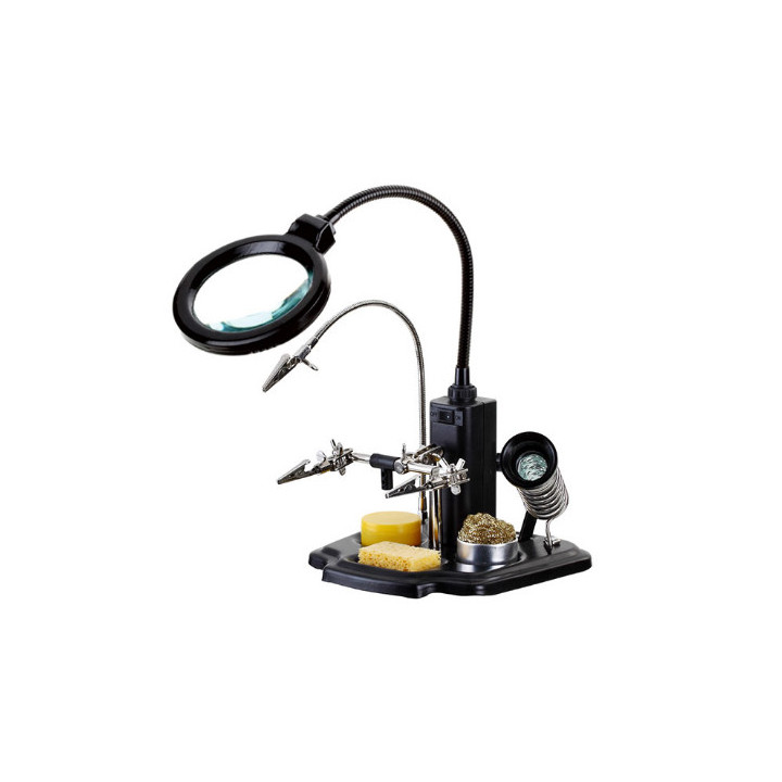 Support de fer avec lampe, loupe, 3ème main, support de bobine d'étain