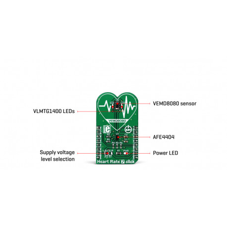 Détail du capteur de pulsations Heart rate 7 click Détail du capteur de pulsations Heart rate 7 click