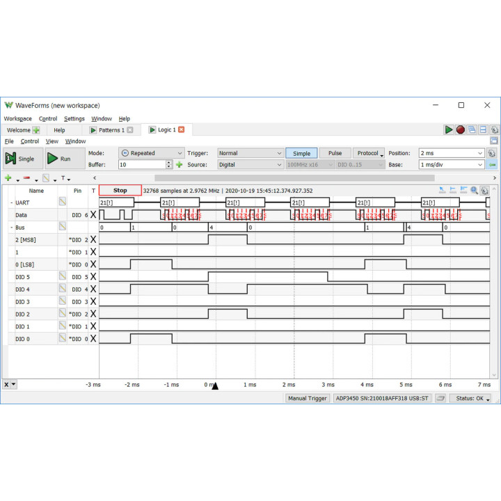 Exemple d'utilisation 11 de l'oscilloscope portable Analog Discovery Pro 300 - ADP3450