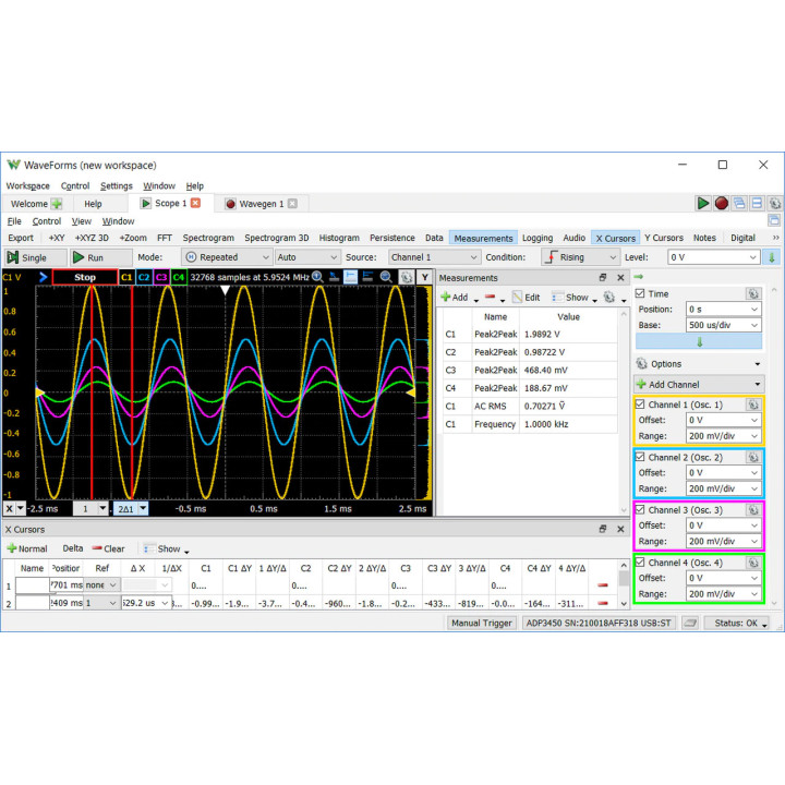 Exemple d'utilisation 4 de l'oscilloscope portable Analog Discovery Pro 300 - ADP3450