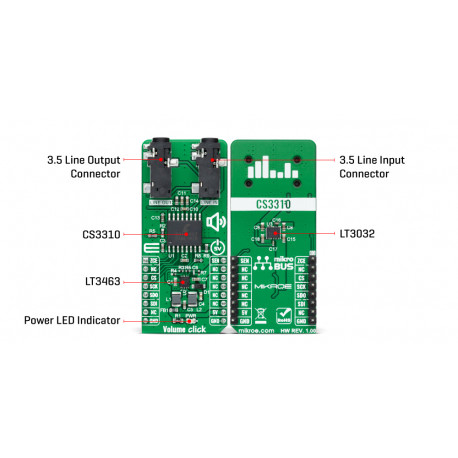 Vue détaillée du contrôleur de volume numérique Volume Click MIKROE-4450 Vue détaillée du contrôleur de volume numérique Volume Click MIKROE-4450