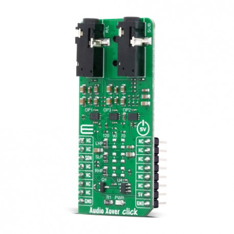 Vue de côté du module crossover audio Xover Click MIKROE-4104