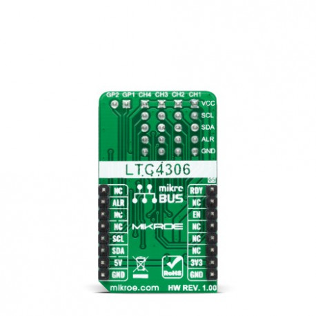 Vue arrière du commutateur I2C MUX 5lick MIKROE-4453 Vue arrière du commutateur I2C MUX 5lick MIKROE-4453