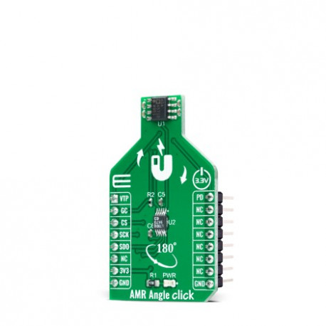 Vue de côté du module mesureur d'angle AMR Angle Click MIKROE-4561 Vue de côté du module mesureur d'angle AMR Angle Click MIKROE-4561