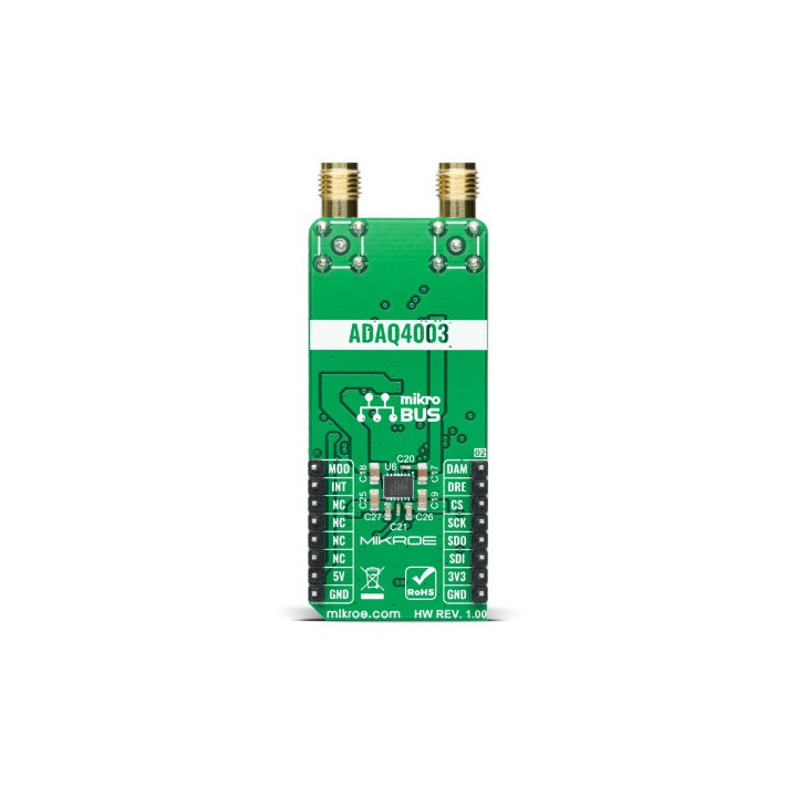 Vue arrière du module d'acquisition DAC 3 Click MIKROE-4486
