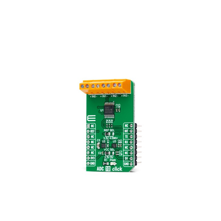 Vue de côté du convertisseur ADC 10 click MIKROE-4488