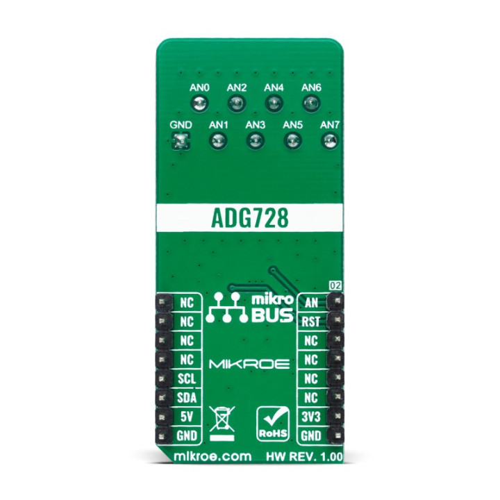 Vue arrière du commutateur analogique Analog MUXC 3 click MIKROE-4580