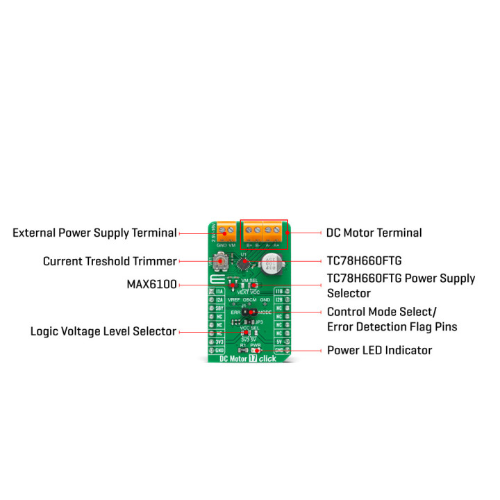 détail du contrôleur de moteur DC Motor 17 click MIKROE-4454