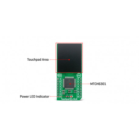 Vue détaillée du contrôleur tactile Touchpad 3 click MIKROE-4382