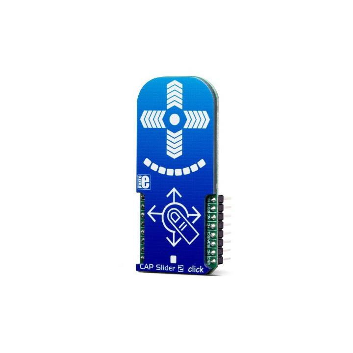 Vue de côté du potentiomètre rectiligne sensitif Cap 2 Click MIKROE-3204