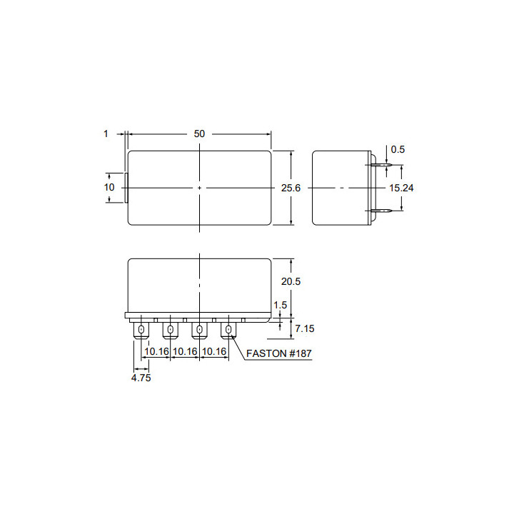 Dimensions du Relais SDS RELAIS SP2 - 6Vcc (2 RT) - 16A/250VAC
