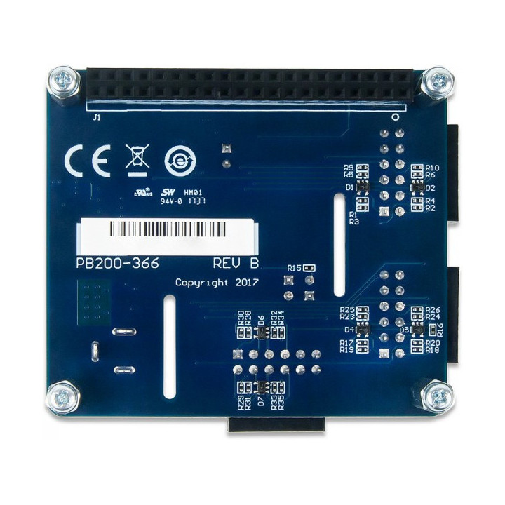 Vue arrière de la platine d'adaptateur Pmod HAT pour Raspberry Pi