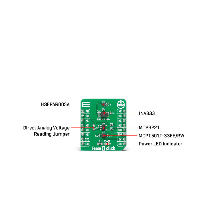 Détail du capteur de force piézorésistifs Force 4 Click MIKROE-4193