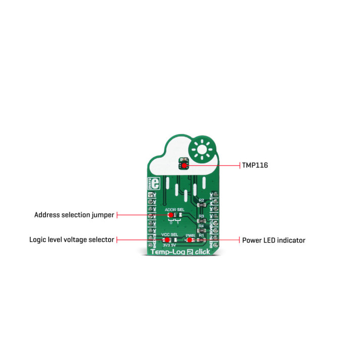 Détail du capteur de température Temp-Log 2 click MIKROE-2886
