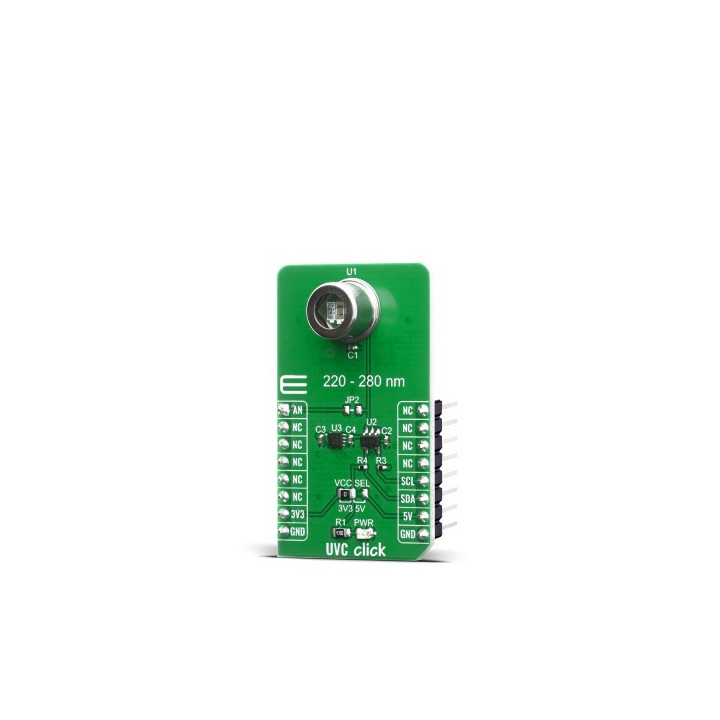 Vue de côté du détecteur ultraviolet UVC Click Board MIKROE-4144