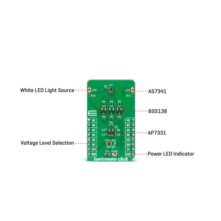 Détail du Spectromètre Spectometer Click MIKROE-4165