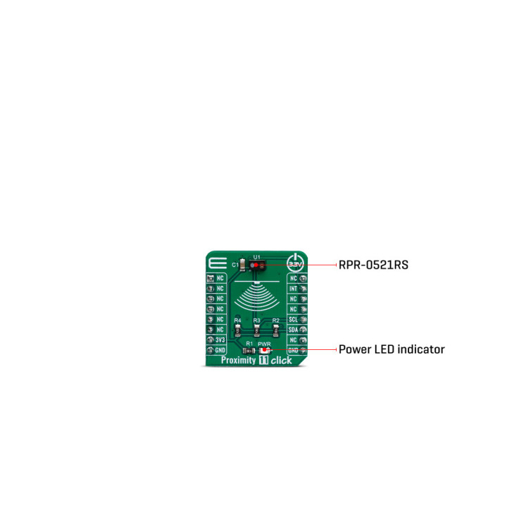Détail du capteur de proximité et lumière Proximity 11 click MIKROE-3689