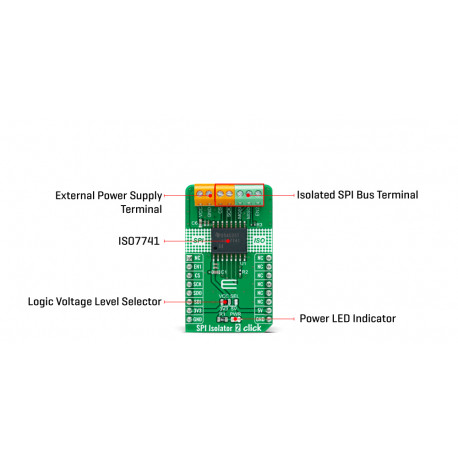 Vue détaillée du module Isolateur de bus SPI Isolator 2 Click MIKROE-4415 Vue détaillée du module Isolateur de bus SPI Isolator 2 Click MIKROE-4415