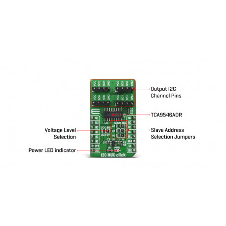 Vue détaillée du commutateur I2C MUX Click MIKROE-4048 Vue détaillée du commutateur I2C MUX Click MIKROE-4048