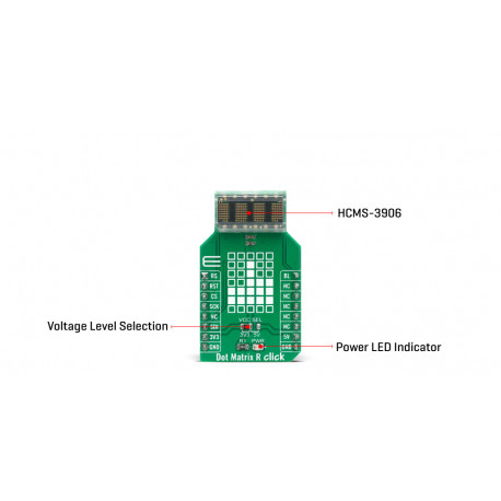 Détail de la matrice à leds Dot Matrix R Click MIKROE-4169 Détail de la matrice à leds Dot Matrix R Click MIKROE-4169