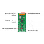 Vue détaillée du contrôleur de moteur pas-à-pas Stepper 15 click MIKROE-4639 Vue détaillée du contrôleur de moteur pas-à-pas Stepper 15 click MIKROE-4639