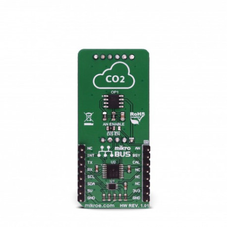 Vue arrière du capteur de gaz NDIR CO2 Click MIKROE-3134