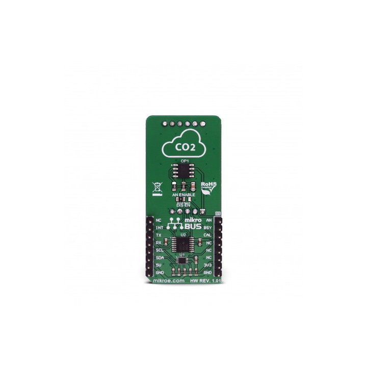 Vue arrière du capteur de gaz NDIR CO2 Click MIKROE-3134