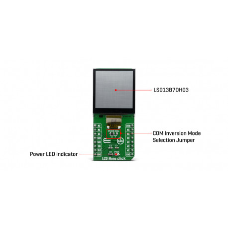 Détail de l'afficheur faible consommation LCD Mono Click MIKROE-3789 Détail de l'afficheur faible consommation LCD Mono Click MIKROE-3789