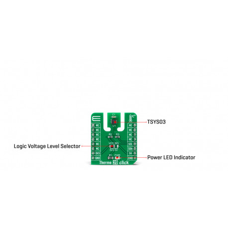 Vue détaillée du capteur de température Thermo 20 click MIKROE-4316 Vue détaillée du capteur de température Thermo 20 click MIKROE-4316