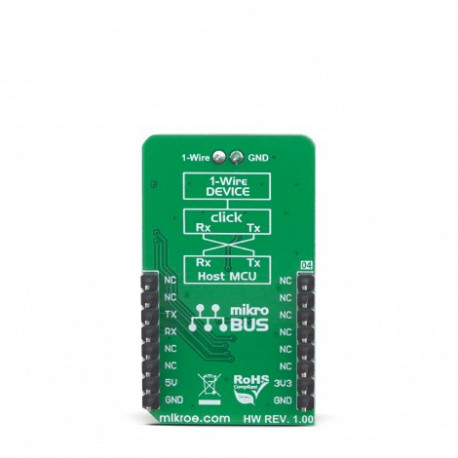 Vue arrière de l'adaptateur UART 1-Wire Click MIKROE-3340 Vue arrière de l'adaptateur UART 1-Wire Click MIKROE-3340