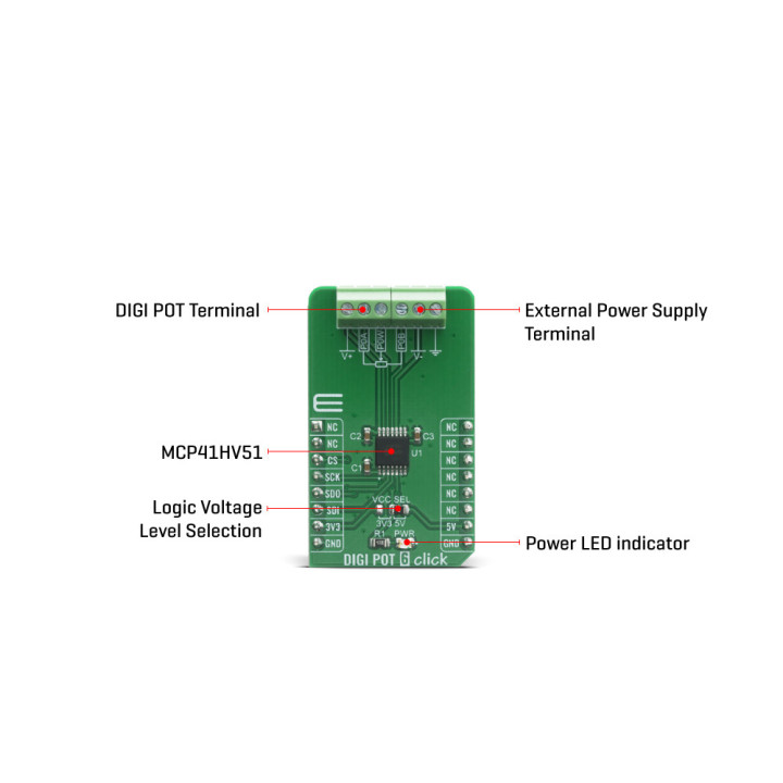 Détail du potentiomètre numérique DIGIT POT 6 click MIKROE-4110