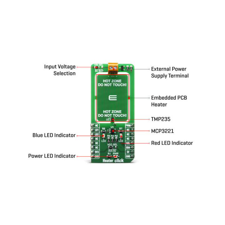Détail du module chauffant Heater Click MIKROE-3996