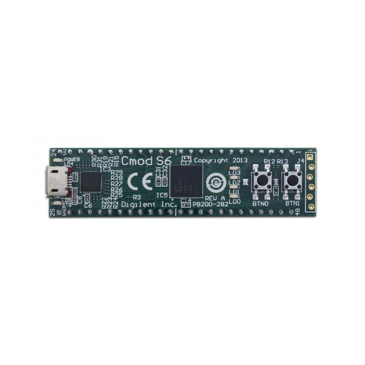 Vue de dessus du module Cmod S6 sur base FPGA Spartan-6