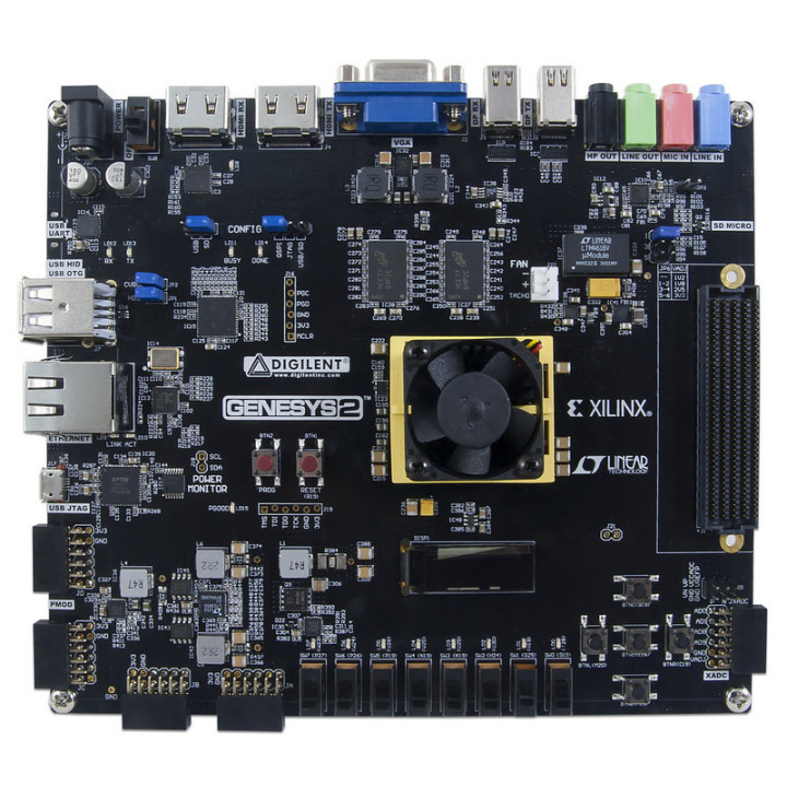 Vue de dessus de la platine Digilent Genesys 2 Kintex-7