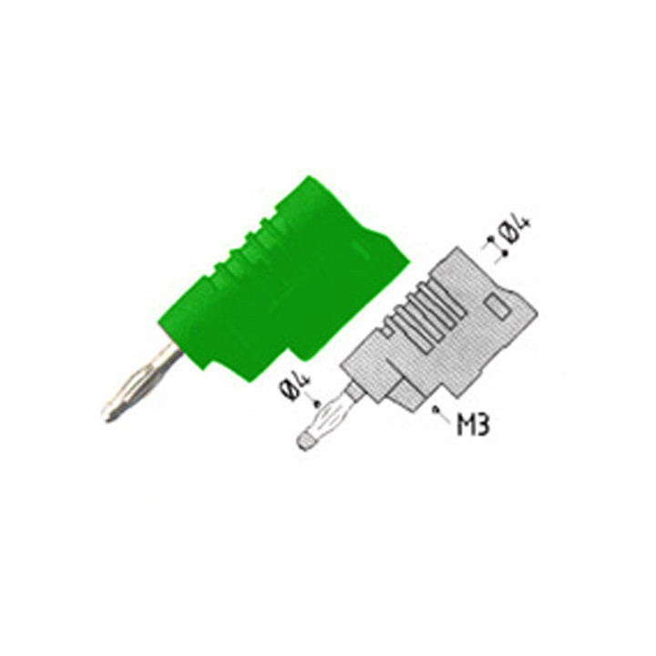 Fiche banane mâle 4 mm à visser - vert