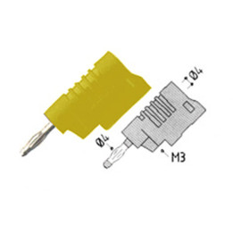 Fiche banane mâle 4 mm à visser - jaune