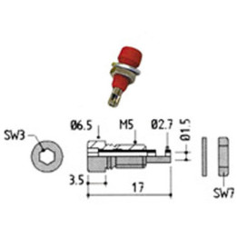Douille châssis 2 mm - rouge  - 1