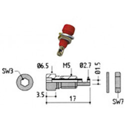 Douille châssis 2 mm - rouge - 1
