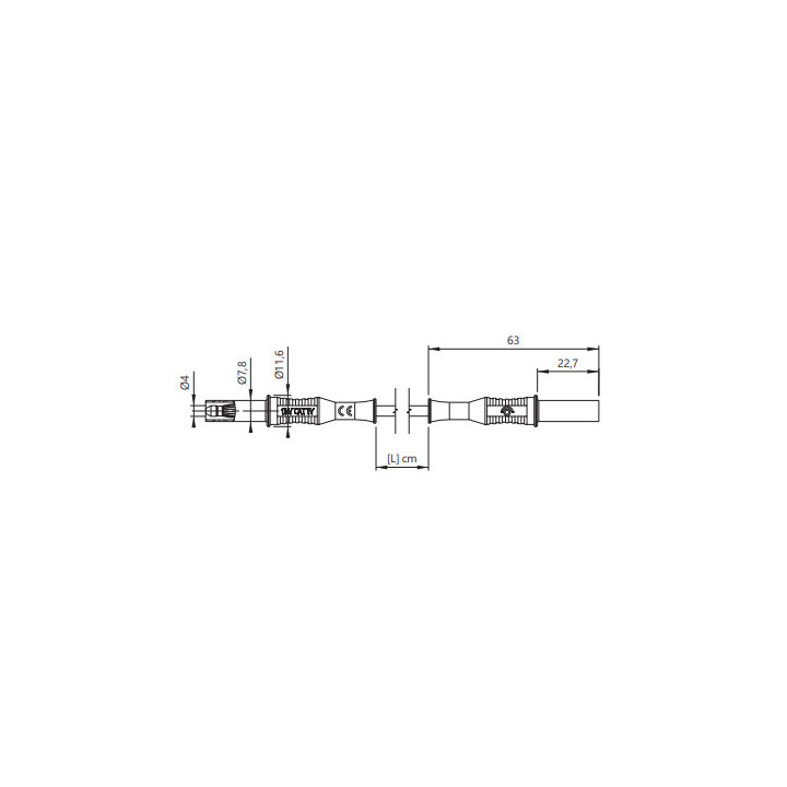 Cordon IEC noir banane mâle vers mâle (25 cm)  - 2