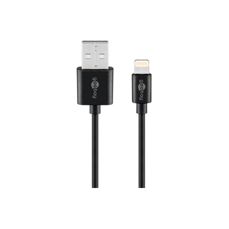 Cordon noir USB A mâle vers Lightning mâle (1m)