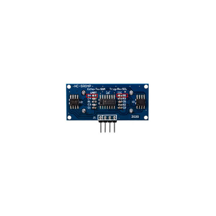 Vue arrière du module télémètre ultrasons HC-SR04P